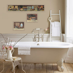 HomeRoots Set of Three Country Bath II Collection Framed Prints - Rustic Wall Art for Cozy Bathrooms & Living Spaces 405636