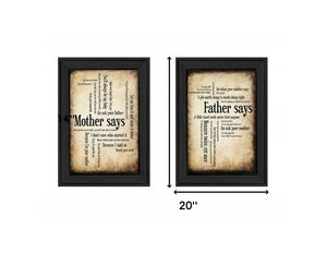 Homeroots Set Of Two Parents Black Framed Print Wall Art – Stylish Decor For Modern Homes, 14x20 Inch Design  Mdf Paper Print Texture 405639