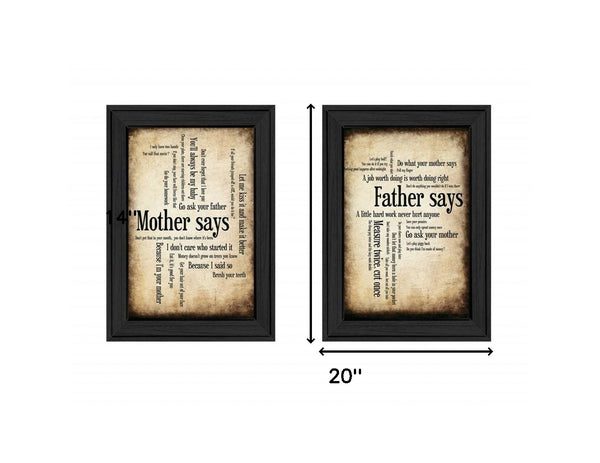 Homeroots Set Of Two Parents Black Framed Print Wall Art – Stylish Decor For Modern Homes, 14x20 Inch Design  Mdf Paper Print Texture 405639