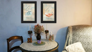 Homeroots Set Of Two Love 1 Black Framed Wall Art Prints - Stylish Home Decor To Enhance Your Space!  Mdf Paper Print Texture 405641