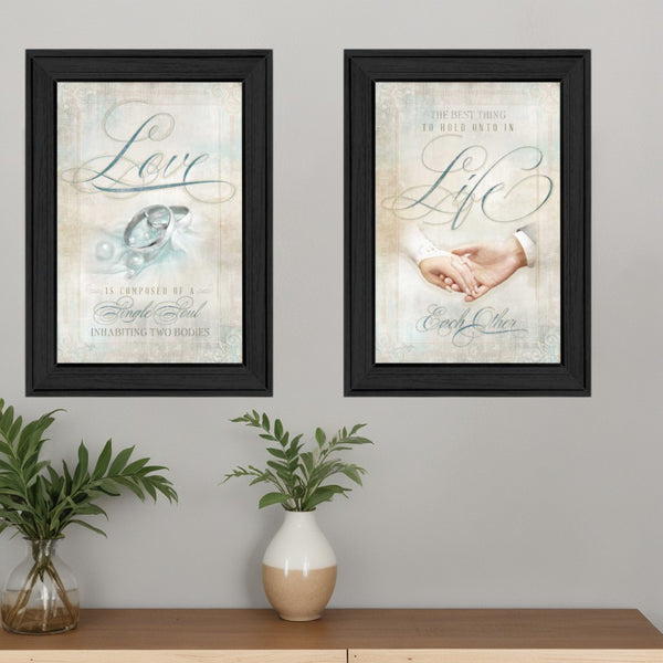Homeroots Set Of Two Love 1 Black Framed Wall Art Prints - Stylish Home Decor To Enhance Your Space!  Mdf Paper Print Texture 405641