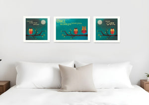 HomeRoots Set of Three Owls II Framed Prints – Elegant Woodland Wall Art for Nature-Inspired Home Décor 405642