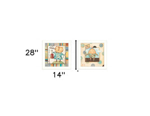 Homeroots Set Of Two Nursery Pictures White Framed Print Wall Art  Mdf Paper Print Texture 405644