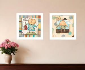 Homeroots Set Of Two Nursery Pictures White Framed Print Wall Art  Mdf Paper Print Texture 405644