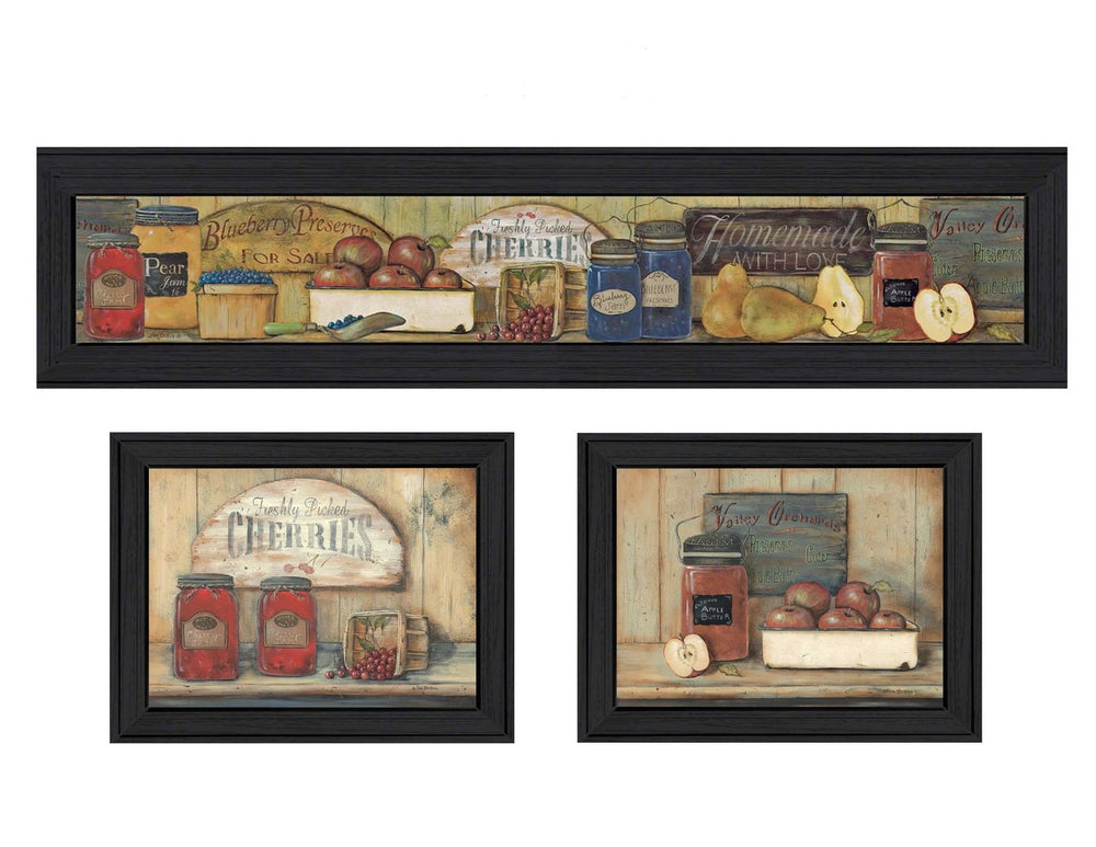 HomeRoots Set of Three Kitchen Black Framed Prints - Modern Wall Art for Stylish Dining & Cooking Spaces 405647