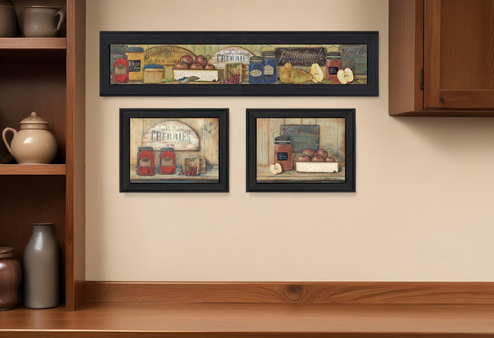 HomeRoots Set of Three Kitchen Black Framed Prints - Modern Wall Art for Stylish Dining & Cooking Spaces 405647