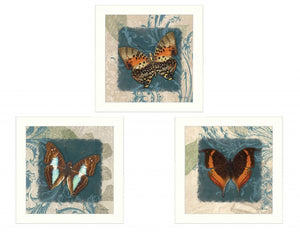 HomeRoots Set of Three Elegant Butterfly Prints in White Frames – Modern Wall Art for Any Space Decor 405651