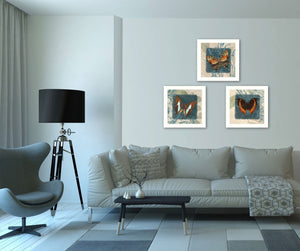 HomeRoots Set of Three Elegant Butterfly Prints in White Frames – Modern Wall Art for Any Space Decor 405651