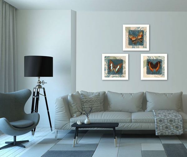HomeRoots Set of Three Elegant Butterfly Prints in White Frames – Modern Wall Art for Any Space Decor 405651