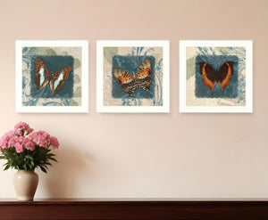 HomeRoots Set of Three Elegant Butterfly Prints in White Frames – Modern Wall Art for Any Space Decor 405651