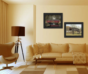 HomeRoots Set of Two Bridges Framed Print Wall Art - Stylish Black Frames for Modern Home Décor & Offices 405652