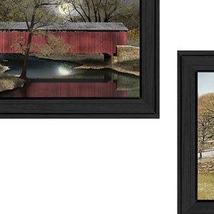 HomeRoots Set of Two Bridges Framed Print Wall Art - Stylish Black Frames for Modern Home Décor & Offices 405652
