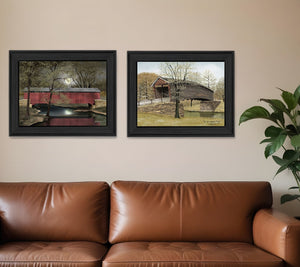 HomeRoots Set of Two Bridges Framed Print Wall Art - Stylish Black Frames for Modern Home Décor & Offices 405652
