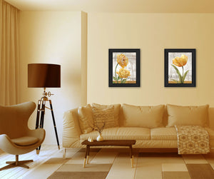 Homeroots Set Of Two Paris Black Framed Print Wall Art  Mdf Paper Print Texture 405654