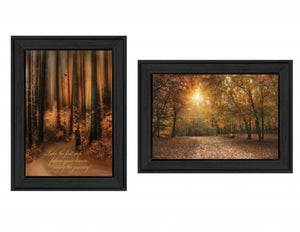 HomeRoots Set of Two Vibrant Autumn Black Framed Prints for Modern Wall Art Decor - Stylish & Ready to Hang 405662