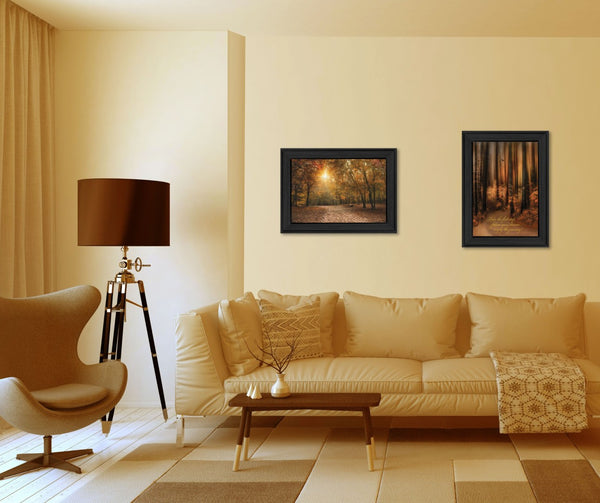 HomeRoots Set of Two Vibrant Autumn Black Framed Prints for Modern Wall Art Decor - Stylish & Ready to Hang 405662