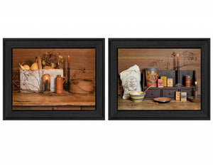 Homeroots Set Of Two Baking Supplies Black Framed Print Wall Art  Mdf Paper Print Texture 405665