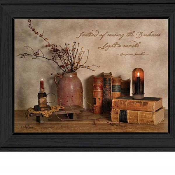 HomeRoots Set of Two Elegant Black Framed Candle Art Prints – Modern Wall Décor for Stylish Spaces 405666