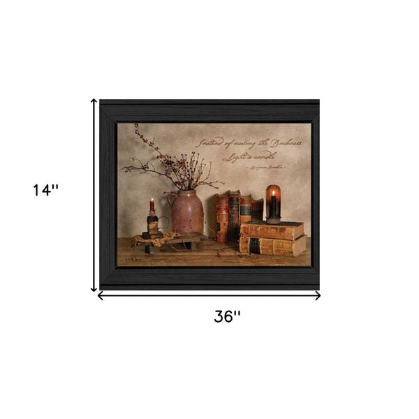 HomeRoots Set of Two Elegant Black Framed Candle Art Prints – Modern Wall Décor for Stylish Spaces 405666
