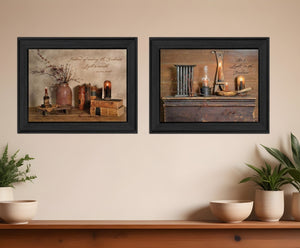 HomeRoots Set of Two Elegant Black Framed Candle Art Prints – Modern Wall Décor for Stylish Spaces 405666