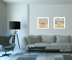 Homeroots Set Of Two Sail Or Surf White Framed Print Wall Art  Mdf Paper Print Texture 405667