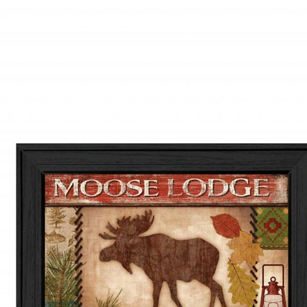 Homeroots Set Of Two Lodge I Black Framed Print Wall Art  Mdf Paper Print Texture 405675
