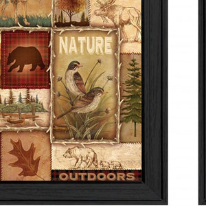 Homeroots Set Of Two Lodge Collage Black Framed Print Wall Art  Mdf Paper Print Texture 405677