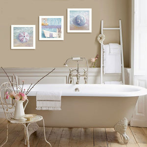HomeRoots Set of Three Shells I Elegant White Framed Coastal Wall Art for Bathroom & Home Décor Refresh 405679