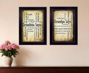Homeroots Set Of Two Grandparents Black Framed Print Wall Art – Trendy Decor To Elevate Your Space Stylishly  Mdf Paper Print Texture 405681