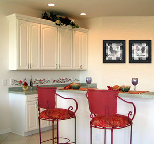 Homeroots Set Of Two Rooster I Black Framed Print Wall Art  Mdf Paper Print Texture 405682