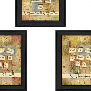 HomeRoots Set of Three Framed Child-Figure Prints in Black Frames for Modern Home Decor & Easy Hanging 405685