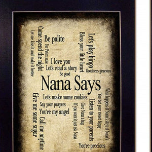 Homeroots Set Of Two Nana Or Papa Black Framed Print Wall Art - Trendy Decorative Accents For Stylish Spaces  Mdf Paper Print Texture 405689