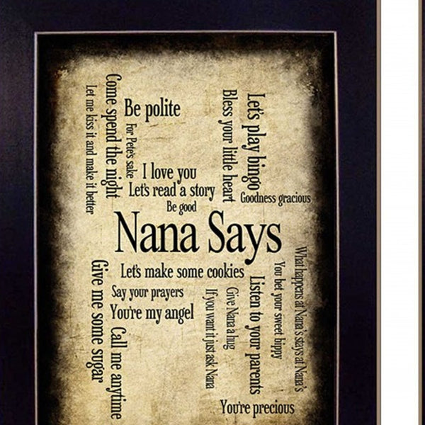 Homeroots Set Of Two Nana Or Papa Black Framed Print Wall Art - Trendy Decorative Accents For Stylish Spaces  Mdf Paper Print Texture 405689