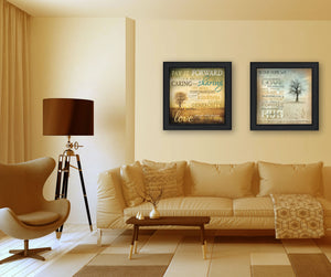 Homeroots Set Of Two Meaning 2 Black Framed Print Wall Art  Mdf Paper Print Texture 405693