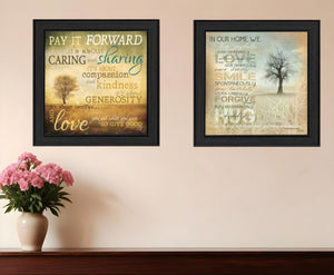 Homeroots Set Of Two Meaning 2 Black Framed Print Wall Art  Mdf Paper Print Texture 405693