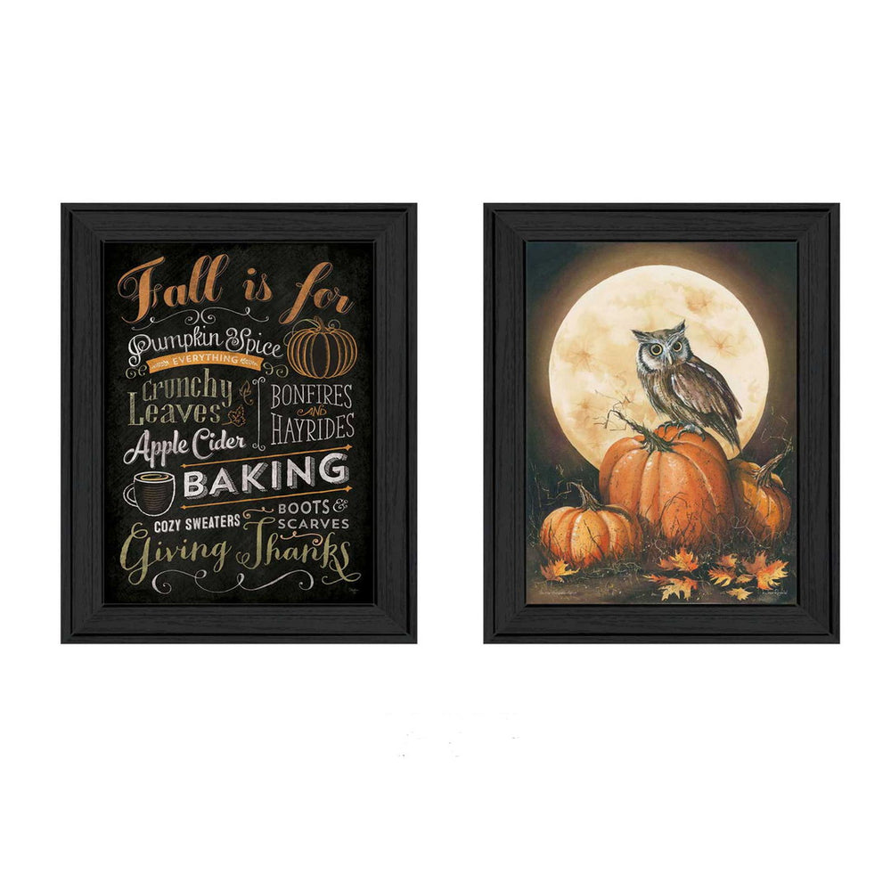 Homeroots Set Of Two Pumpkin Patch Black Framed Print Wall Art  Mdf Paper Print Texture 405694