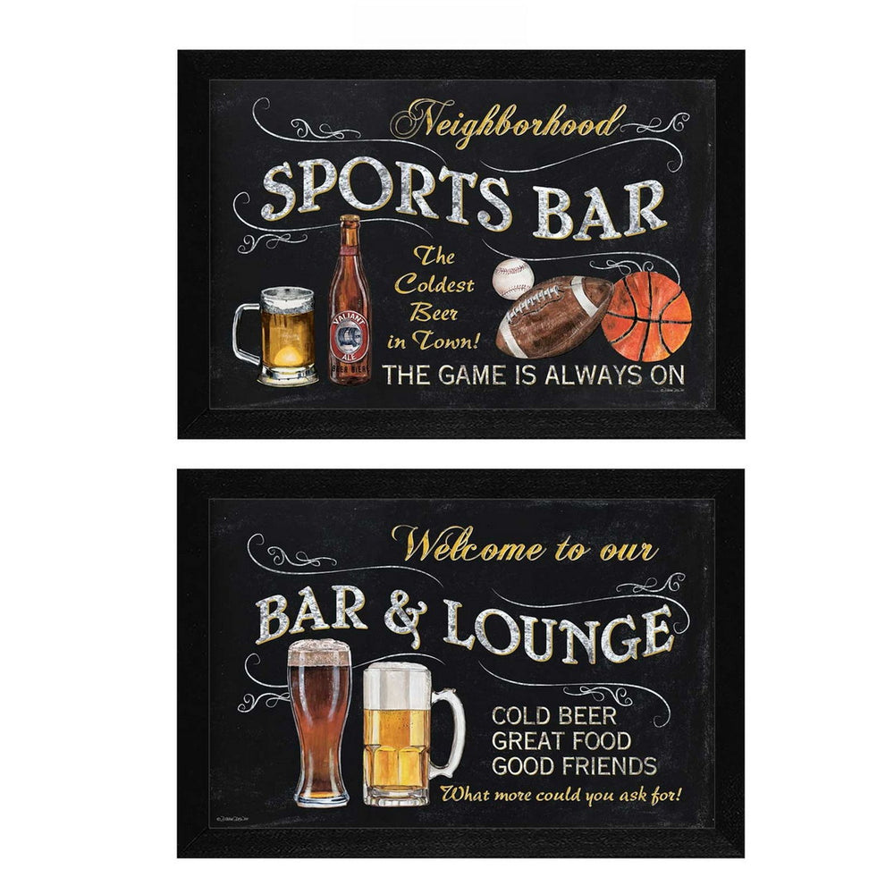 Homeroots Set Of Two Sports Bar Black Framed Print Wall Art  Mdf Paper Print Texture 405702