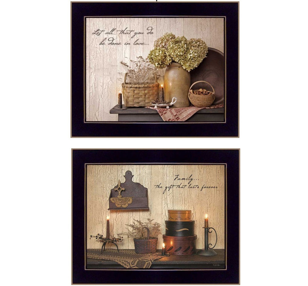 HomeRoots Set of Two Keepsake Treasures Black Framed Prints for Stylish Home Décor Enhancement & Artistry 405705