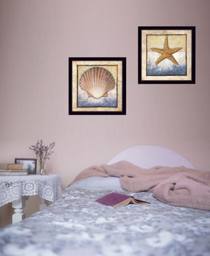 Homeroots Set Of Two Sea Journey Black Framed Print Wall Art  Mdf Paper Print Texture 405710