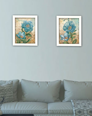 Homeroots Set Of Two Paris Floral Postcard White Framed Print Wall Art  Wood Product Paper Print Uv Coating 405712