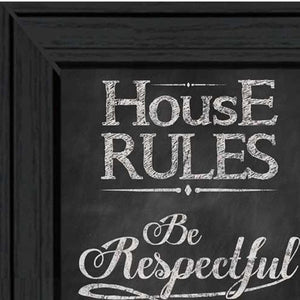 HomeRoots Set of Two Family Rules Black Framed Wall Art - Modern Typography Prints for Stylish Home Decor 405713