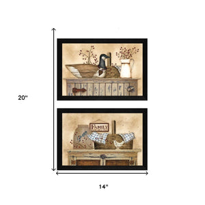 Homeroots Set Of Two Rustic Still Life Black Framed Print Wall Art  Wood Product Paper Print Uv Coating 405717