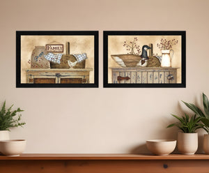 Homeroots Set Of Two Rustic Still Life Black Framed Print Wall Art  Wood Product Paper Print Uv Coating 405717