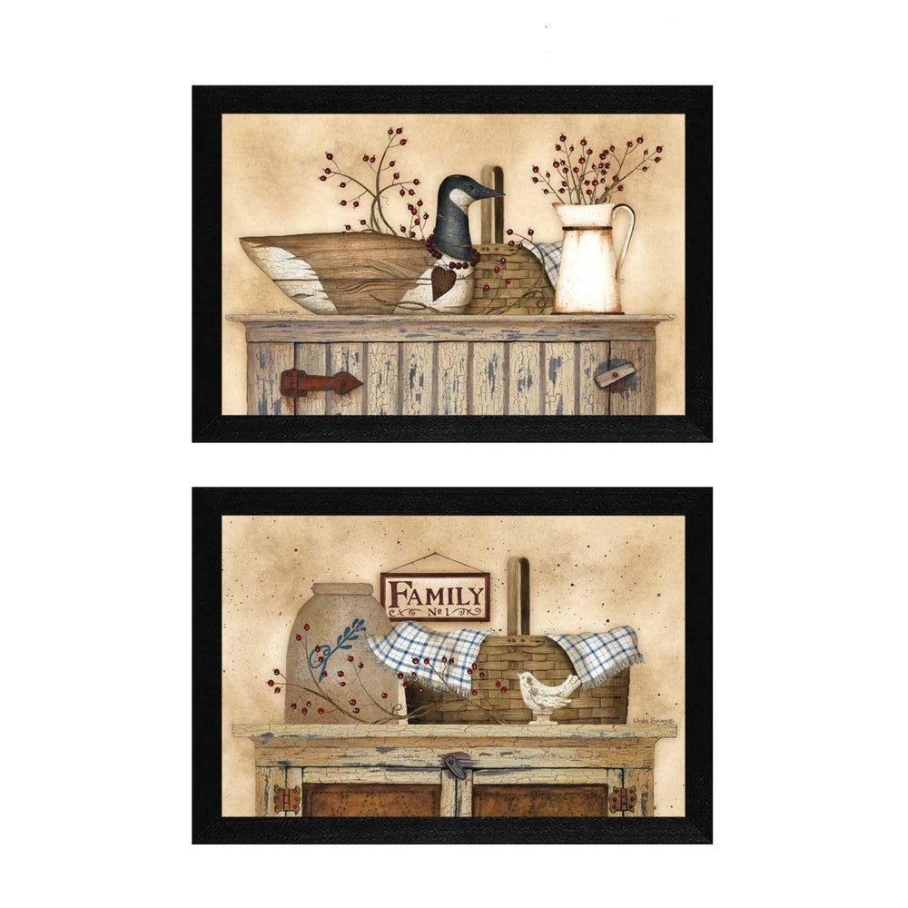 Homeroots Set Of Two Rustic Still Life Black Framed Print Wall Art  Wood Product Paper Print Uv Coating 405717
