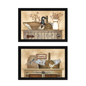 Homeroots Set Of Two Rustic Still Life Black Framed Print Wall Art  Wood Product Paper Print Uv Coating 405717