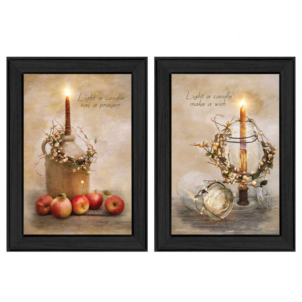 HomeRoots Set of Two Light a Candle Framed Prints - Modern Wall Art for Stylish Home Decor & Instant Focal Point 405719