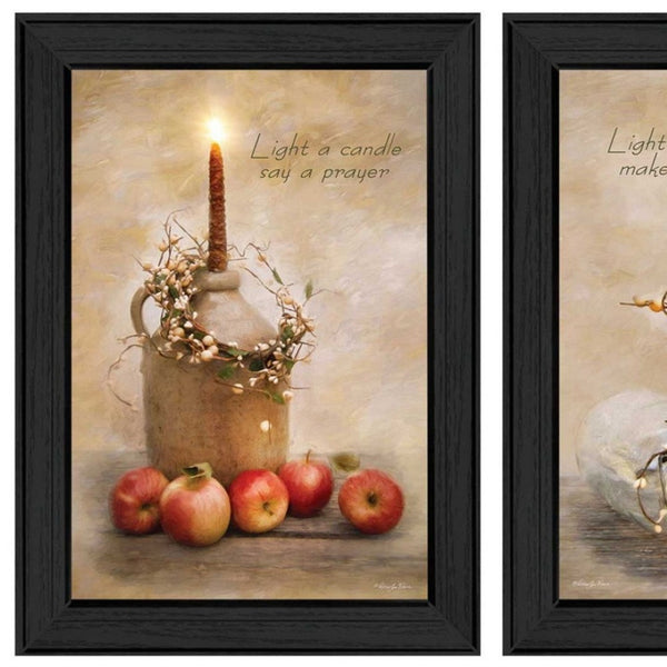 HomeRoots Set of Two Light a Candle Framed Prints - Modern Wall Art for Stylish Home Decor & Instant Focal Point 405719