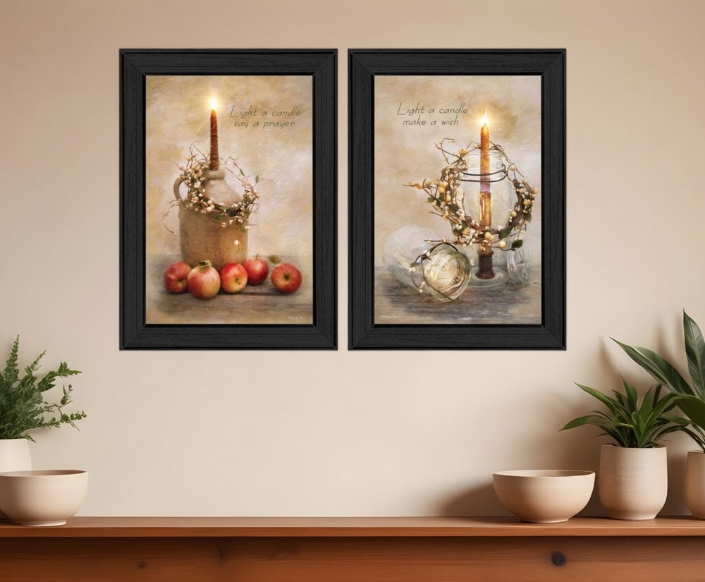 HomeRoots Set of Two Light a Candle Framed Prints - Modern Wall Art for Stylish Home Decor & Instant Focal Point 405719