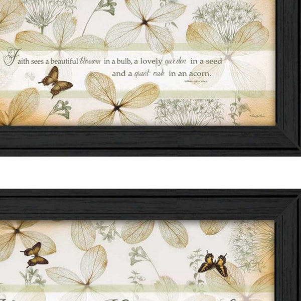 Homeroots Set Of Two Plant Kindness Black Framed Print Wall Art  Mdf Paper Print Texture 405720