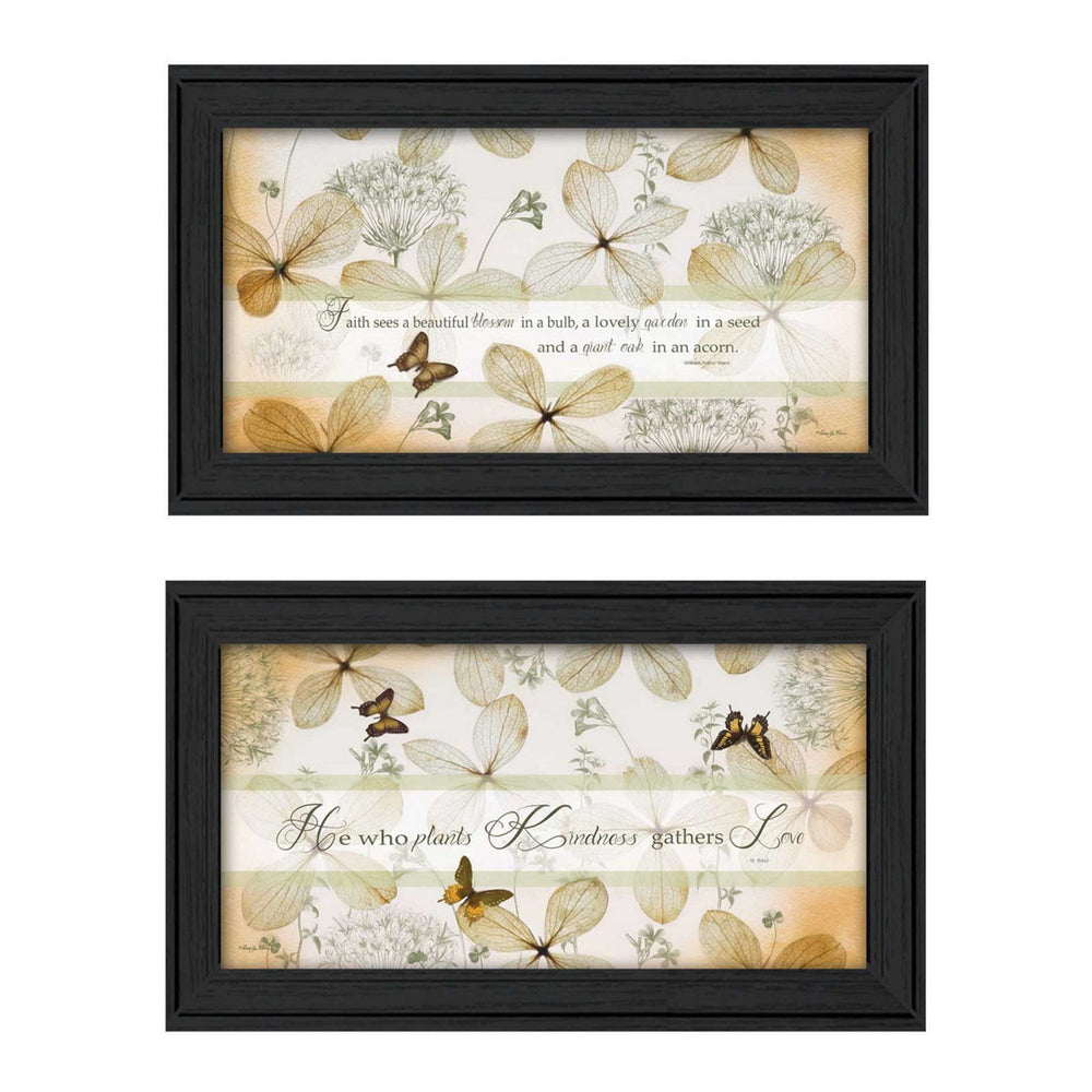 Homeroots Set Of Two Plant Kindness Black Framed Print Wall Art  Mdf Paper Print Texture 405720